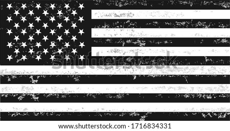 Distressed Black and White American Flag 
