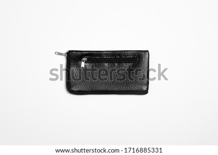 Man genuine leather Wallet isolated on white background. High resolution photo.