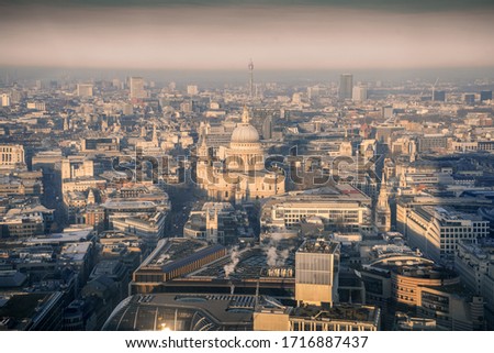 London / UK - February 14, 2019: An image of the dense urban sprawl of London in the morning sun. 