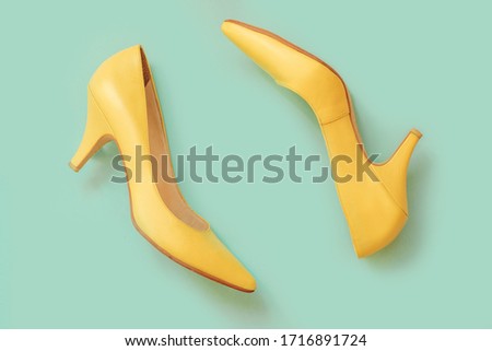 beautiful yellow women high heel shoes