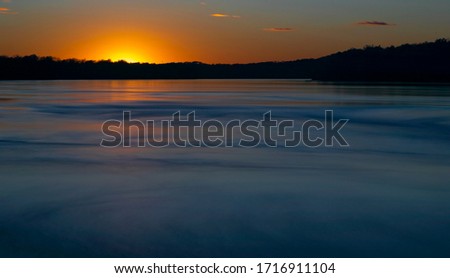 sunset on the missouri river in the USA
