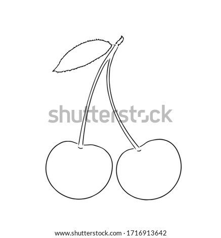 Blank cherry for coloring book. vector