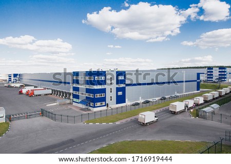 modern logistics center with different cargo truck