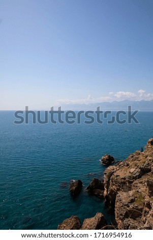 Panoramic Antalya bay view from sea cliffs