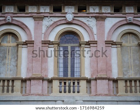 Detail of the facade of an ancient Italian villa.