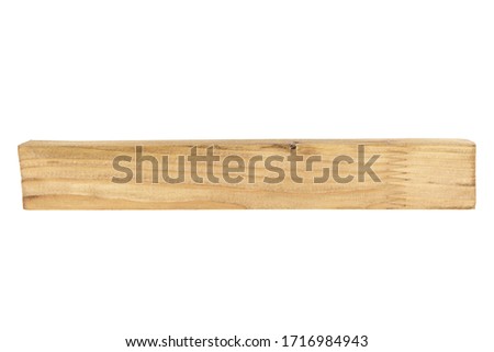 Wooden beam isolated on a white background. Acacia board.
