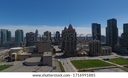 Aerial drone photography of buildings in Mississauga
