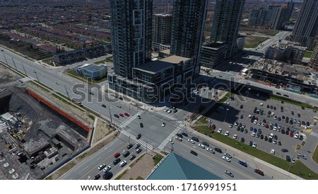 Aerial drone photography of buildings in Mississauga