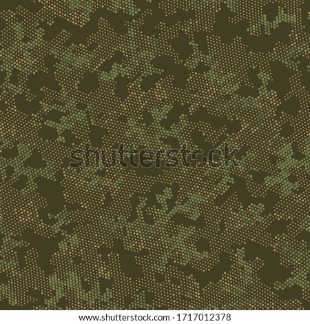 Brown Repeated Circle Camouflage, Vector Camouflage.  Seamless Graphic Beige Point, Camo Art. Khaki Repeated Abstract Camouflage, Vector Clouds. Seamless Vector Patterd Design.
