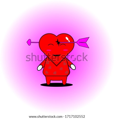 Vector illustration of a love character shot by an arrow