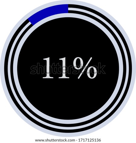 circle percentage diagram showing 11% ready-to-use for web design, user interface UI or infographic - indicator with blue and black