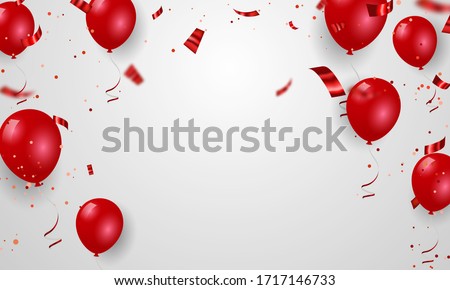 Red balloons confetti concept design Celebration Vector illustration.