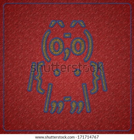 Owl - ASCII art owl pattern digitally sewed onto Jeans fabric.