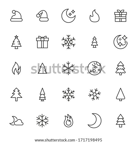Set of winter related vector line icons. Premium linear symbols pack. Vector illustration isolated on a white background. Web symbols for web sites and mobile app. Trendy design. 