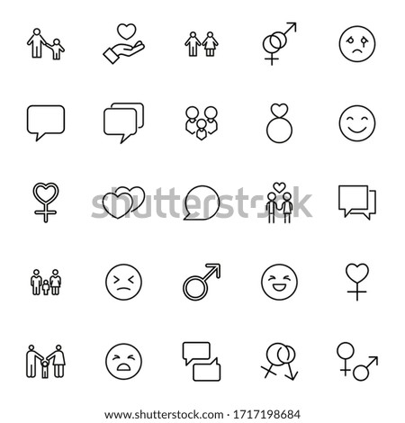 Big set of relations line icons. Vector illustration isolated on a white background. Premium quality symbols. Stroke vector icons for concept or web graphics. Simple thin line signs. 
