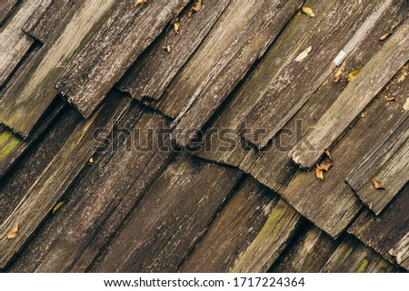 a texture background of old plank from a wooden roof.