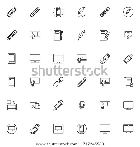 Online education icon set. Collection of high-quality black outline logo for web site design and mobile apps. Vector illustration on a white background.