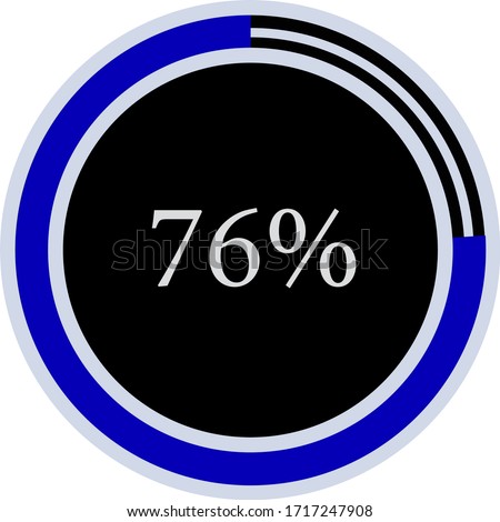 circle percentage diagram showing 76% ready-to-use for web design, user interface UI or infographic - indicator with blue and black