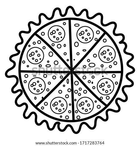 Pizza outline icon on white isolated background for posters, stickers, clip-arts
