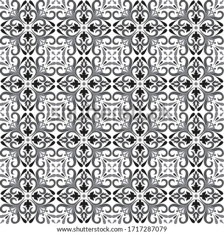 Vector seamless tiles background in portuguese style in grey. Mosaic pattern for ceramic in dutch, portuguese, spanish, italian style.