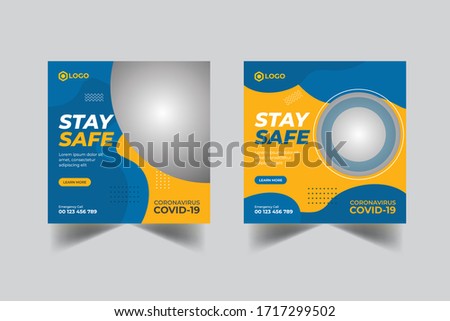 Coronavirus, Covid-19 Socia Media, Stay Safe Social Media Post Template
