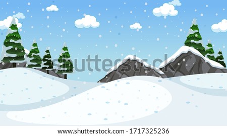 Background scene with snow in the field illustration