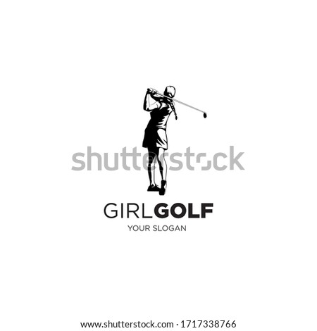 woman playing golf silhouette logo