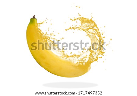 Bananas are spreading into water and white background Royalty-Free Stock Photo #1717497352