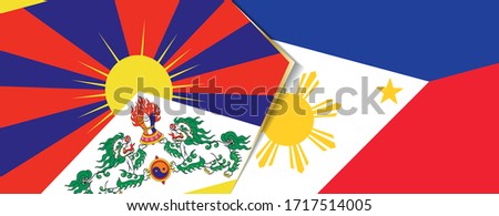 Tibet and Philippines flags, two vector flags symbol of relationship or confrontation.