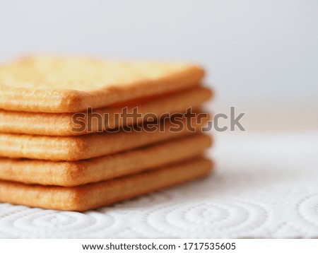 Close-up view of golden brown cracker