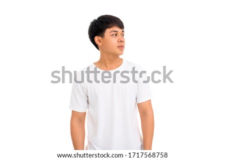 An Asian Thaiman in white shirt isolated.