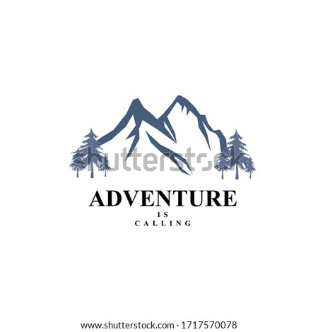 Mountains logo emblem vector illustration. Outdoor adventure expedition, mountains silhouette shirt, print stamp. Vintage typography
