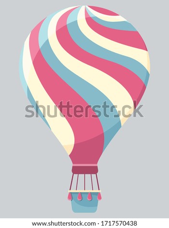 Hot air balloon. Colored aerostat in cartoon style.