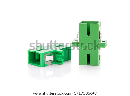 fiber optic connectors, ST, SC and FC isolated on white background