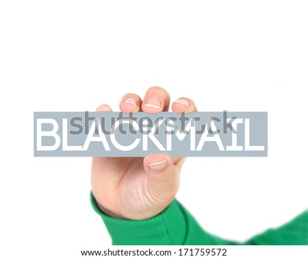 woman holding a label with blackmail
