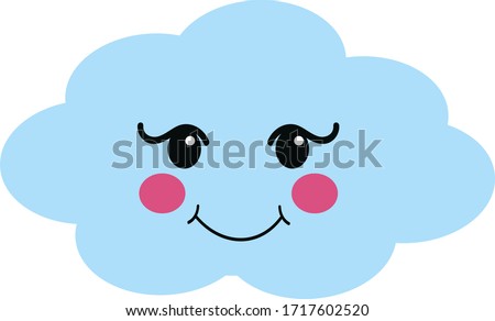 Cute Cartoon Face Cloud , Print or Icon-Vector illustration