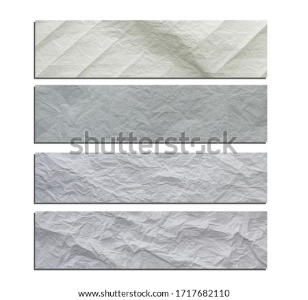  white and gray wide crumpled paper texture background. crush paper so that it becomes creased and wrinkled.