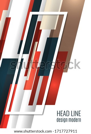 Bright abstract tilted rectangles on a white background. Universal geometric template for corporate design for cover, business card, flyer, report. Vector illustration