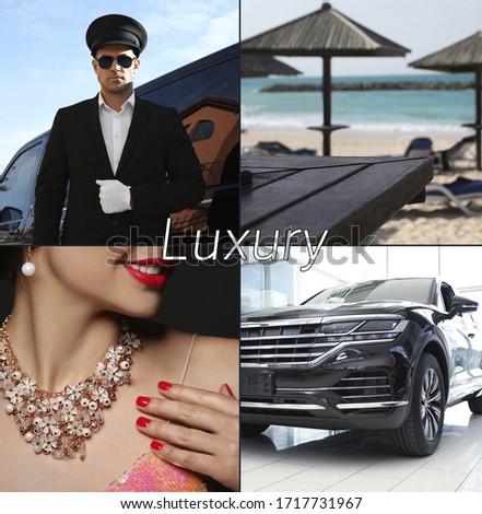 Collage of beautiful pictures with luxury life