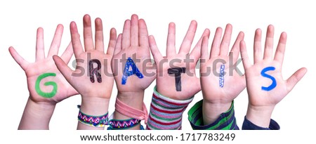 Children Hands Building Word Gratis Means Free, Isolated Background