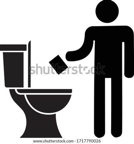 Do Not Flush non flush-able items down the Lavatory glyph icon illustrated vector clip art sign