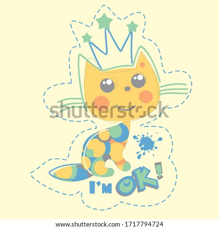 Cute little kitten vector character illustration