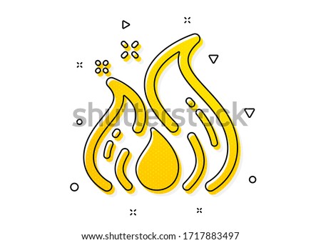 Flame sign. Fire energy icon. Ecology symbol. Yellow circles pattern. Classic fire energy icon. Geometric elements. Vector