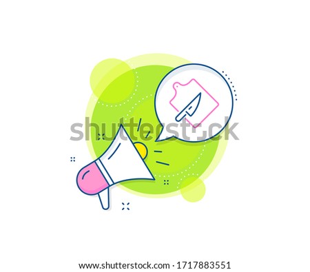 Cutlery sign. Megaphone promotion complex icon. Cutting board line icon. Cooking knife symbol. Business marketing banner. Cutting board sign. Vector