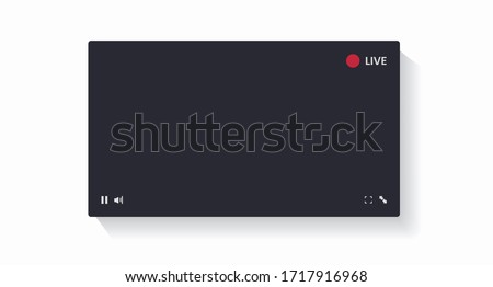 Video player mockup. Social media content. Streaming. Blogging. Dark video player window isolated on a white background. Vector illustration Royalty-Free Stock Photo #1717916968