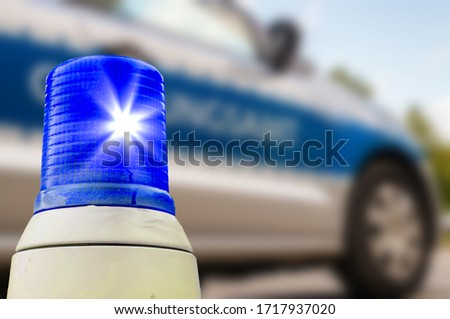Blue light from the German police car