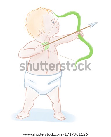 Sagittarius - Zodiac sign - Child with Bow and arrow - Drawing