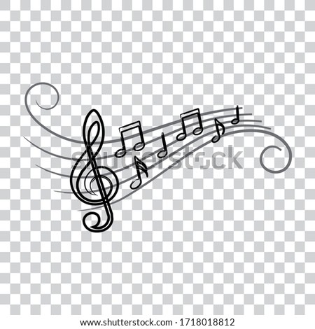 Music notes, doodle style, musical design element, vector illustration.
