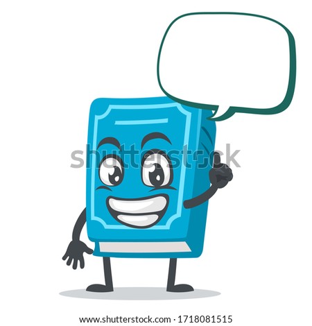 vector illustration of book character or mascot says with blank balloon speech