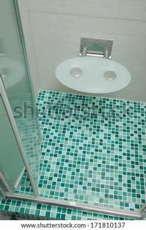 Green mosaic in bathroom
